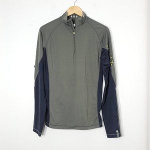 Orage Half Zip Pullover Long Sleeve Shirt Black Olive Green Mens Activewear M